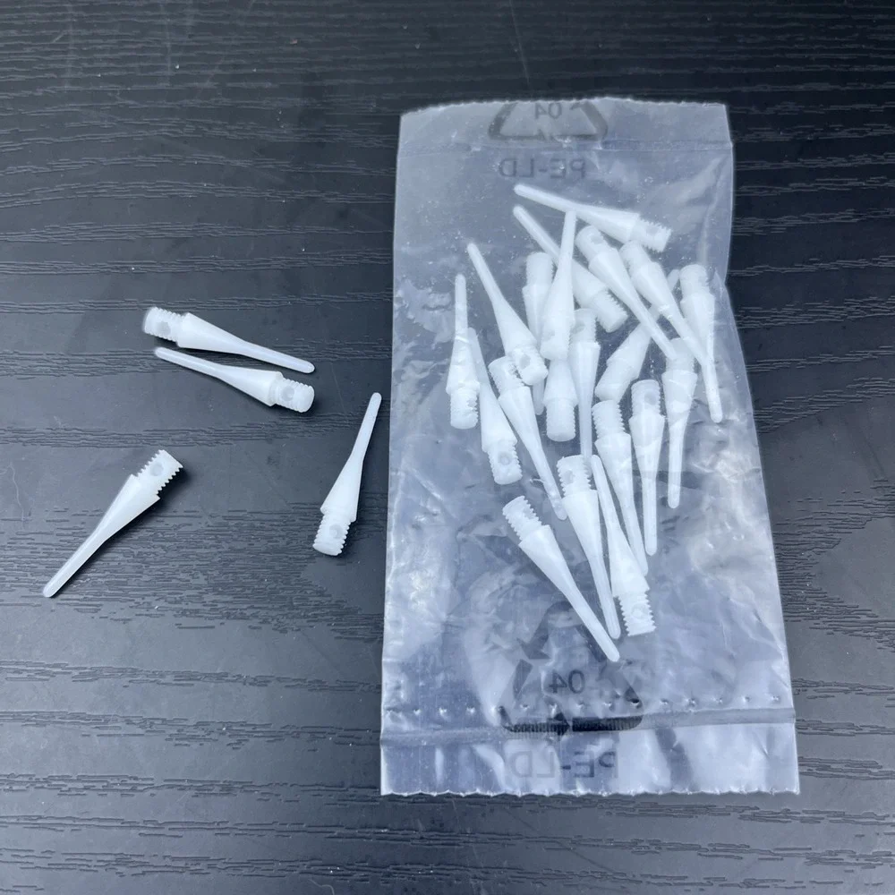 25 New White Dimpled Dart Tips 1/4